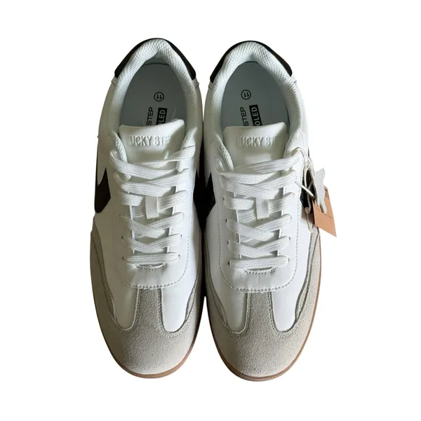 LUCKY STEP Retro Gum Sole Fashion Sneakers Womens 11 White Black Leather NWT - Image 3