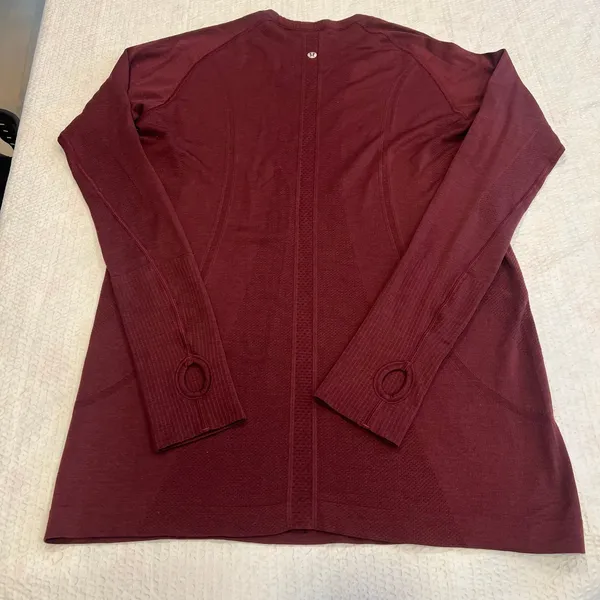 Lululemon burgundy swiftly tech long sleeve 12 women - Image 4