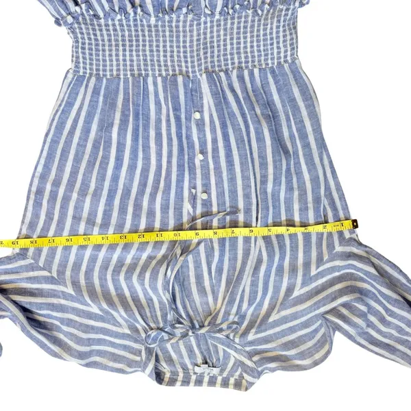 Rails Jasmine Parisian Blue Striped Linen Blend‎ Smocked Mini Dress Womens XS - Image 5