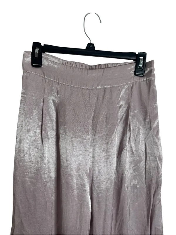 Current Air Satin-Effect Pleated Wide-Leg Pants in Mauve Pink size S - Image 4