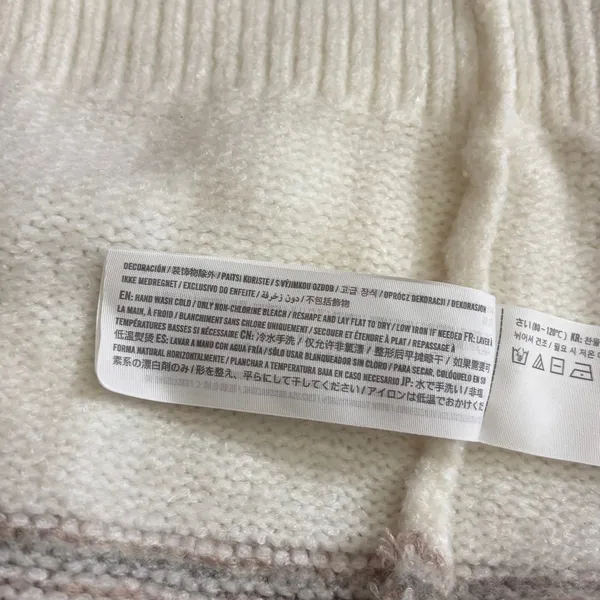 ABERCROMBIE & FITCH Fair Isle Hooded Long Cardigan Sweater Cream Fairisle XS - Image 12