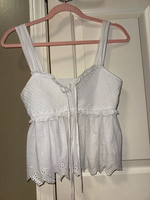 American Eagle White Tank Top Floral - Image 2