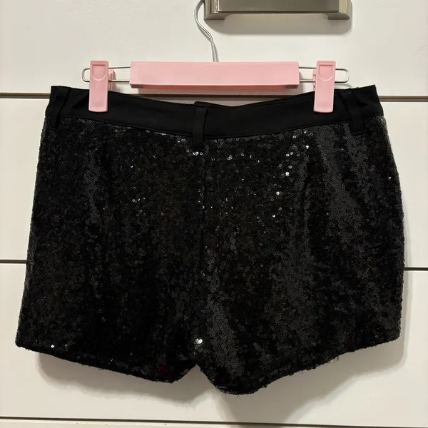 Y2K Black Sequin Micro Mini Shorts Size 27 - Image 4
