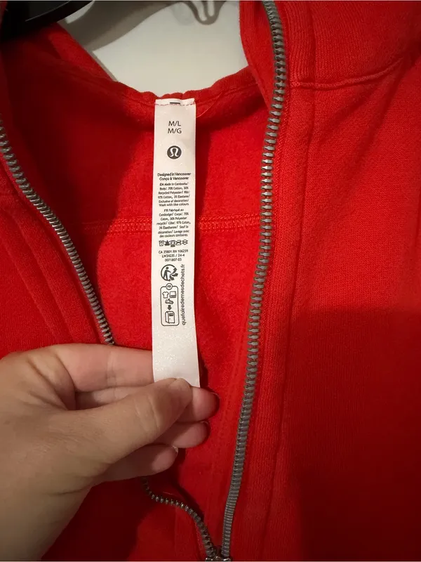 lululemon Scuba 1/2 Zip Hooded Fleece Hoodie Red Women’s Size M/L square dot - Image 3