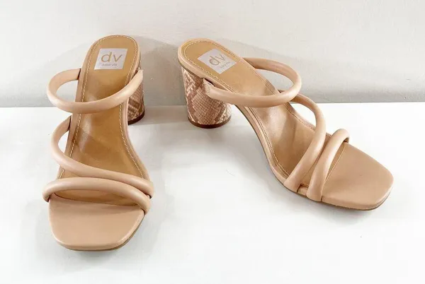 Dolce Vita Strappy Square Toe Myla Block Heel Sandals Tan Beige 9.5 - Image 2