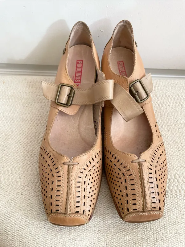Pikolinos Leather Mary Jane Shoes Women Size 10 Made Spain - Image 2