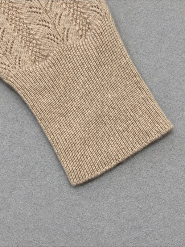 Alex Marie 100% Cashmere Pointelle Button Cardigan Cottagecore Beige M Soft Girl - Image 6