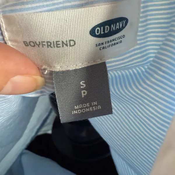 5/$35 ‎ Old Navy Womens Shirt Sz S The Boyfriend Blue White Pinstripe Dress - Image 10