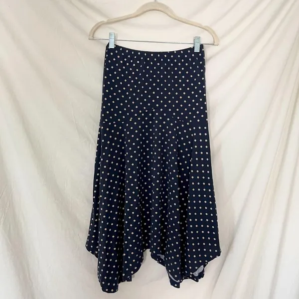 NWT Cider Blue White Boat Neck Polka Dot Top & Ruffle Hem Mid Rise Skirt Set XS - Image 5