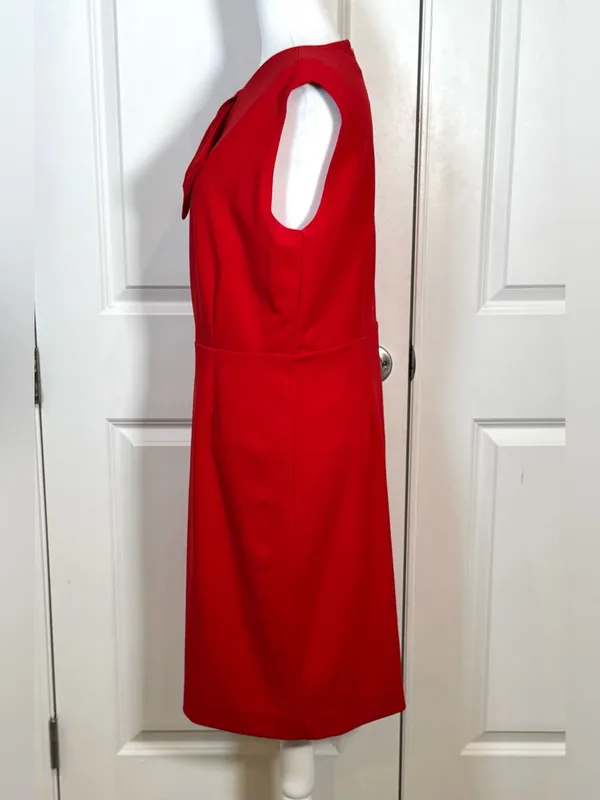 Alexia Admor Red Bow Sheath Dress Wedding Guest Holiday Cocktail Career Gala L - Image 5