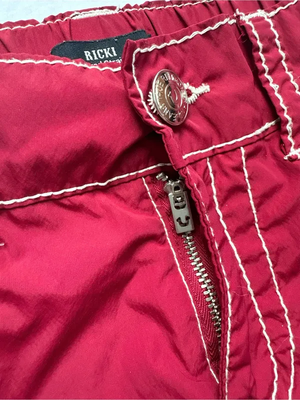 True Religion Ricki Big T Burgundy With Contrasting White Y2K women pants cargo - Image 7