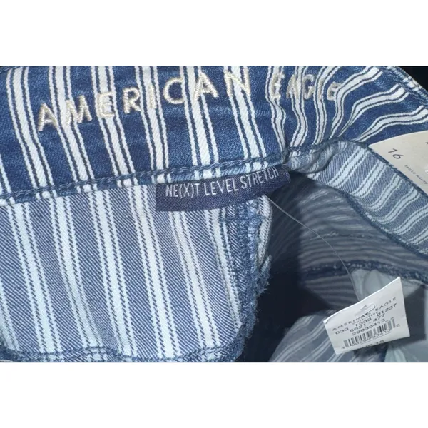 New American Eagle High Rise Shortie Shorts Nautical Striped Women's‎ 16 Stretch - Image 7