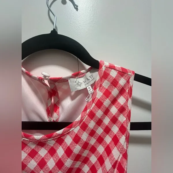WAYF Midi Lined dress red and white gingham pattern contemporary Size small - Image 3