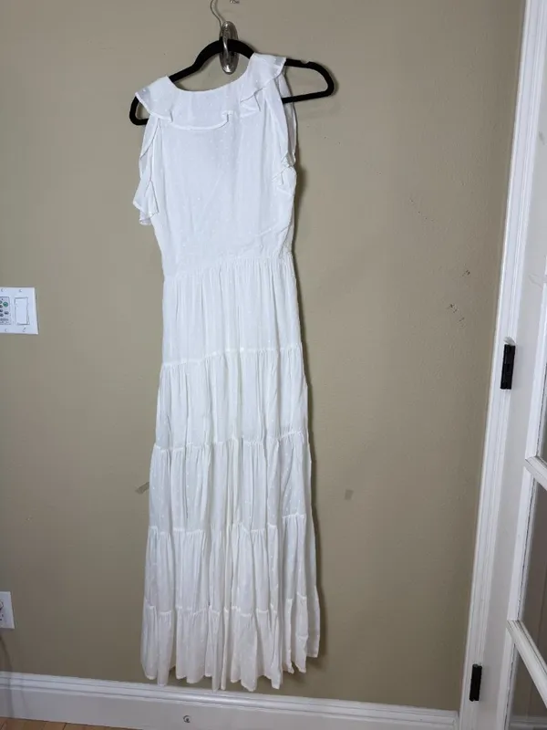 Paige White Swiss Dot Tiered Ruffle Maxi Dress Size XS - Image 8