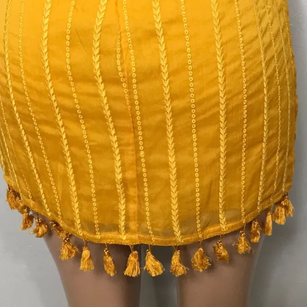 Honey punch gold strapless mini dress with tassels. New with tags - Image 12