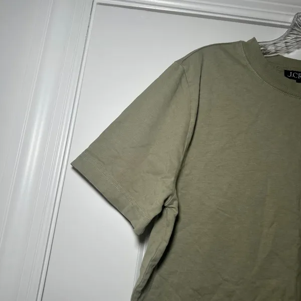 J.Crew Womens Olive Green Cotton Short Sleeve Boxy Crewneck T-Shirt S casual - Image 2