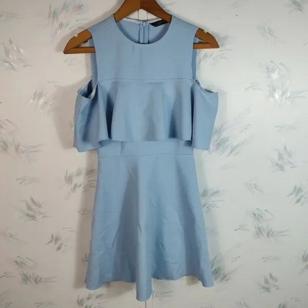 Zara Woman Blue Short Sleeve mini Dress - Image 3