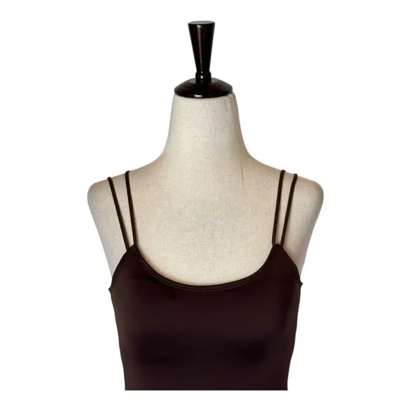 Moussy Vintage Tank Top Women XS Brown Asymmetric Strap Cut‎ Off Camisole Cami - Image 5