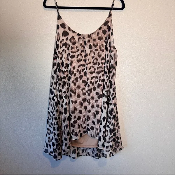 Adrienne Brown Animal Print Babydoll Mini Dress Womens M Sleeveless Casual - Image 8