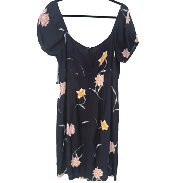 NWT ASTR the Label Womens Navy Blue Floral Puff Sleeve Babydoll Mini Dress Sz XL - Image 5