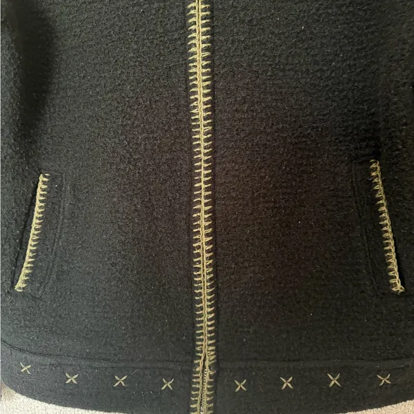 Rei Womens Size Small ful zip black‎ hooded jacket italian fabric - Image 3