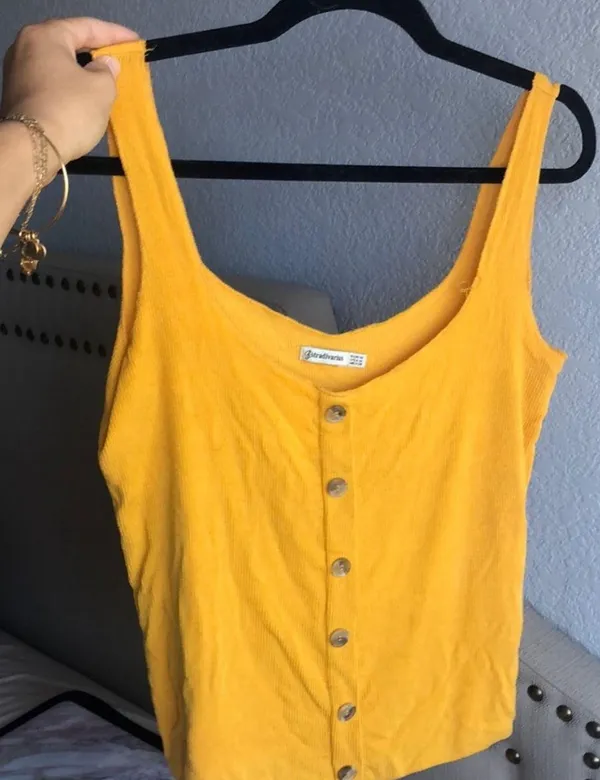 Mustard Yellow Button Down Top - Size M - Image 3