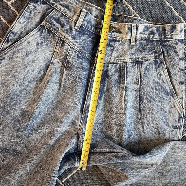 Vintage CHIC Acid Wash Pleated Jeans High Rise Tapered 80s Indie Streetwear USA - Image 8