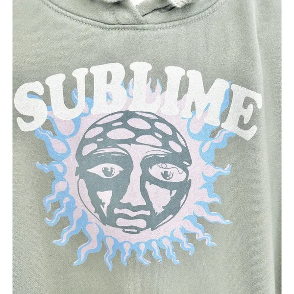 American Eagle Sublime Hoodie Oversized XS Green‎ Sun Graphic Band Tee Y2K Baggy - Image 2