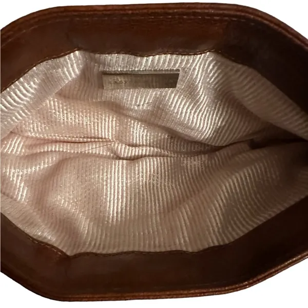 Lauren Merkin Boho Distressed Leather Brown Unique Luxe Clutch Bag - Image 6