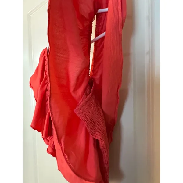 Vestique Coral Crop Layered Ruffle Sleeve Top Women's Sz Medium - Image 6