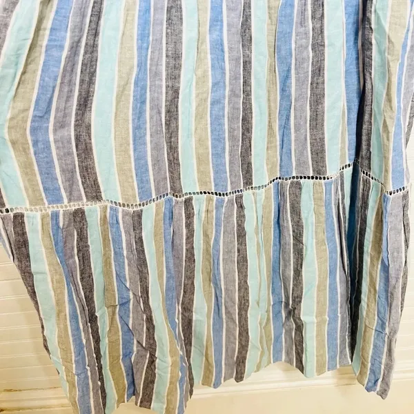 Caslon Women's Sleeveless Striped Maxi Dress Blue Size S Linen Blend - Image 5
