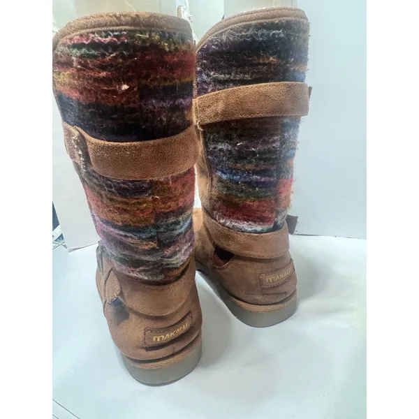 Makalu California Bonita Boots Women 7 Brown Suede Faux Fur Boho Mid Calf - Image 2