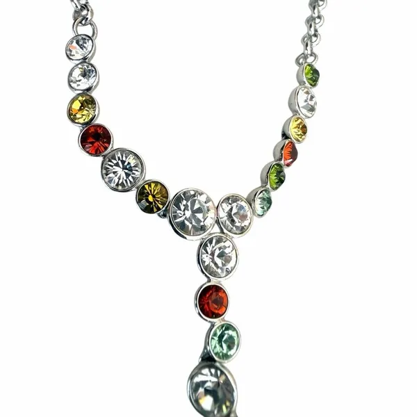 Swarovski Multicolor Crystal Orange Teardrop Y Drop Necklace - Image 5