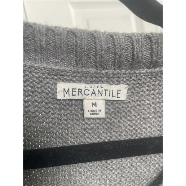 J.Crew Mercantile Garter‎ Stitch Sweater Womens Size M Gray Cotton Merino Wool - Image 4