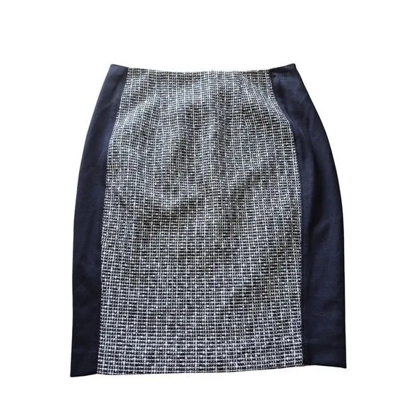 White House Black Market Womens Pencil Skirt Blue Ecru Tweed Size 4 - Image 3