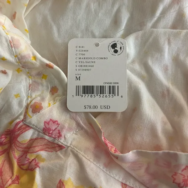 Free People Sweet Thing Mixed Print Cotton Bodysuit - Marigold Combo Size M - Image 8