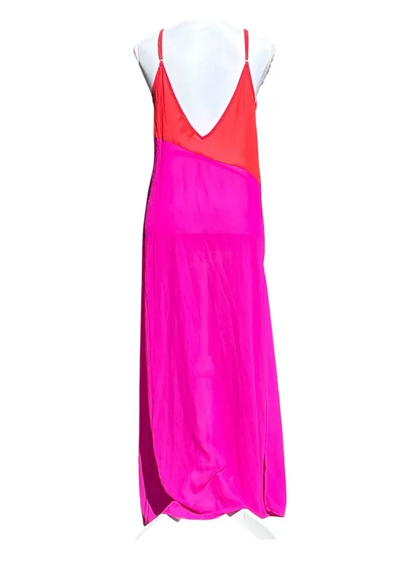Lulus Seaside Retreat Color Blocking Side Slit Sheer Maxi Beach Cover Size Small - Image 4