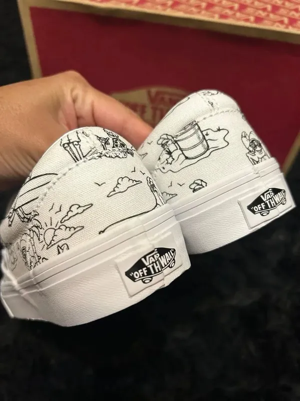 VANS customisable "U-Color" / "U-Paint" white slip on shoes sneakers sz 7 new - Image 4