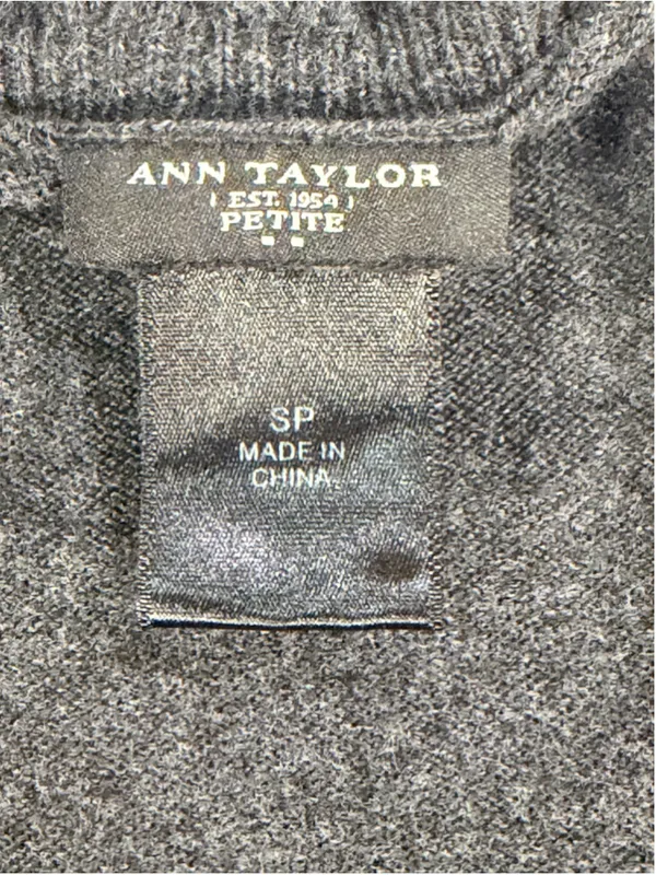 Ann Taylor Petite Women’s Ruffle Trim Button Front Cardigan Heather Charcoal Sma - Image 3