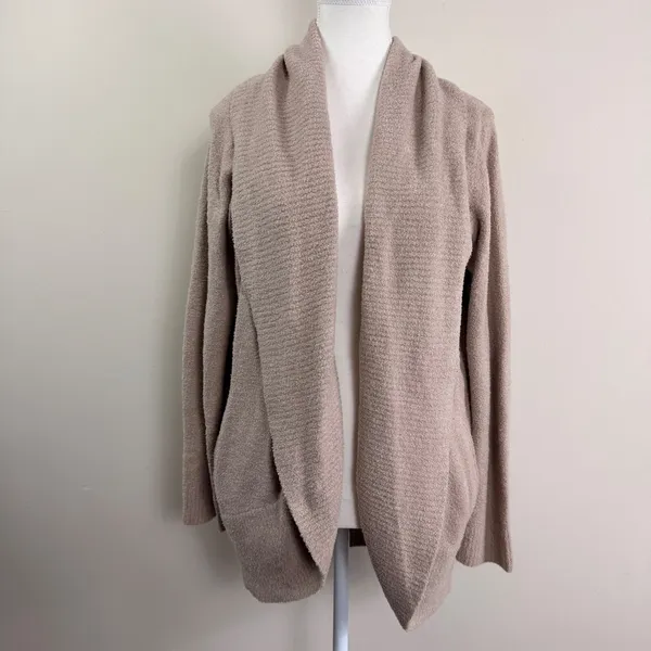 Barefoot Dreams CozyChic Lite Circle Cardi Taupe Open Front Cardigan‎ 423 XL - Image 4