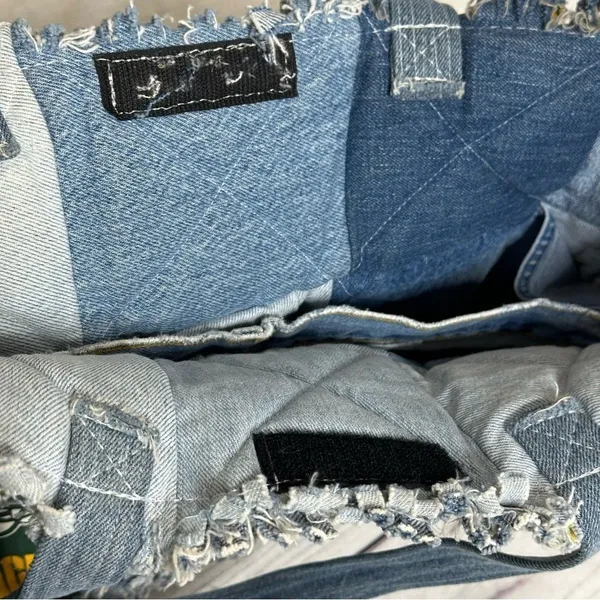 Green Bay Packers Custom Handmade‎ Denim Jeans Patchwork Purse Bag - Image 7