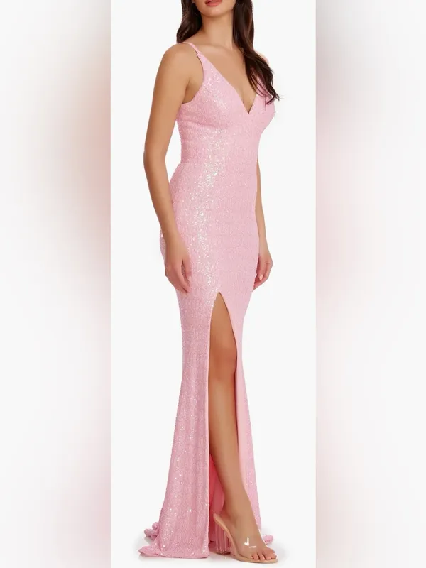 NEW Dress The Population IRIS peony Pink Sequins Gown Sz S - Image 3