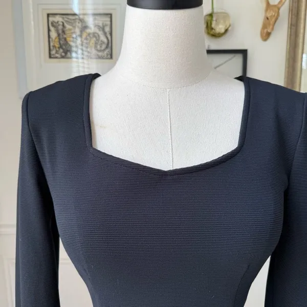 Vintage 80s 90s Le Chateau Long Sleeve Black Cocktail Dress S M - Image 3