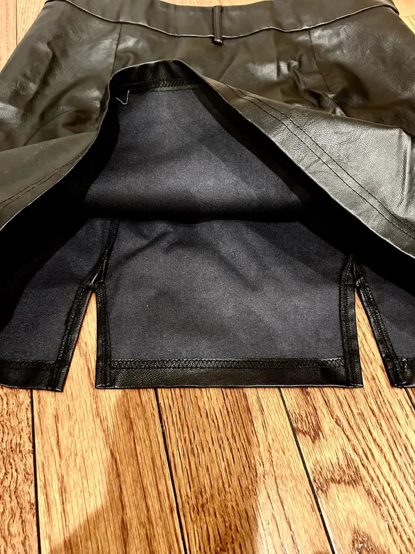 SHEIN NWOT Sexy High Waist Notch Hem Leather A-Line /two front slits L - Image 12