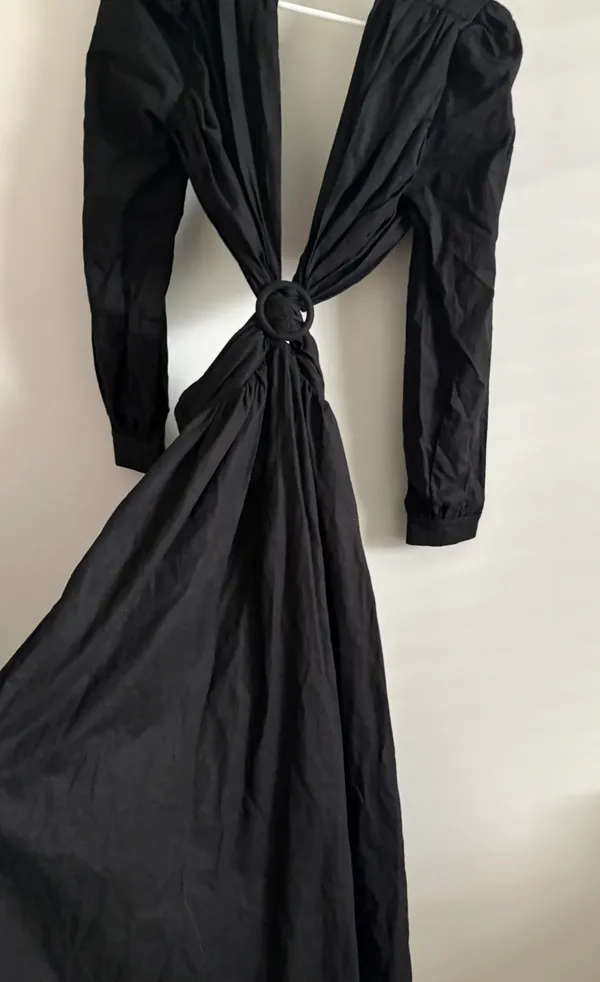 o.p.t Kimia Linen Cotton Cut Out Minimalist Black Elegant Dress Size Small - Image 7