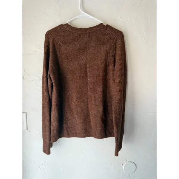 Old Navy Women's Brown Speckled Knit Crew Neck Sweater‎ Medium Preppy Casual - Image 9