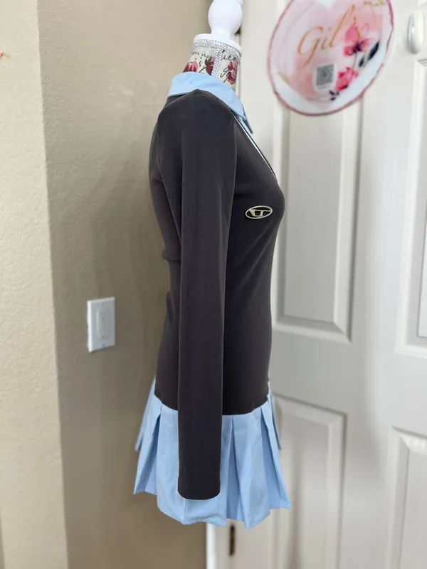 Chin Studio gray and blue y2k mini dress size M - Image 3