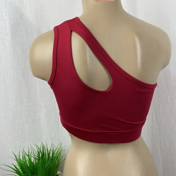 Savvi Red 1 Shoulder Cropped Athletic Sport Top NEW S - Image 3