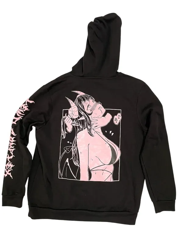 Spencer’s black "SUBubus" hoodie with pink anime-style graphic on the back - Image 5