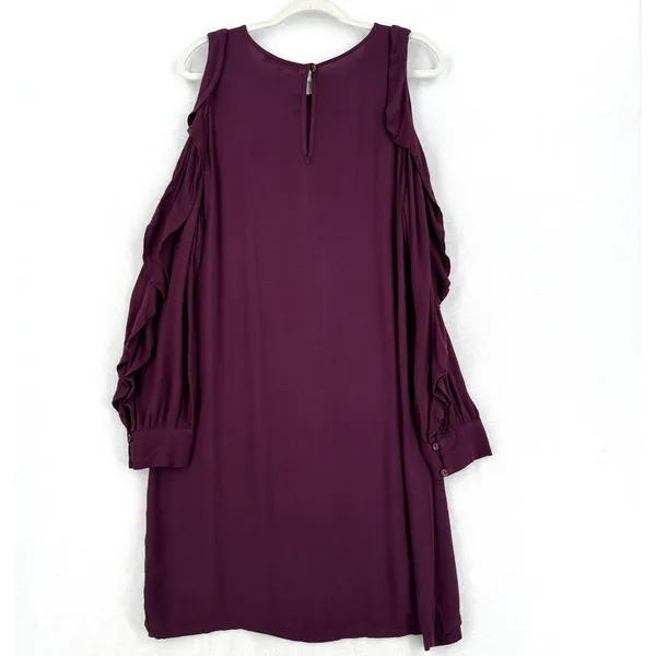YYoung Fabulous and Broke Kaitlin Ruffle Cold Shoulder Cutouts Dress Plum Size L - Image 4
